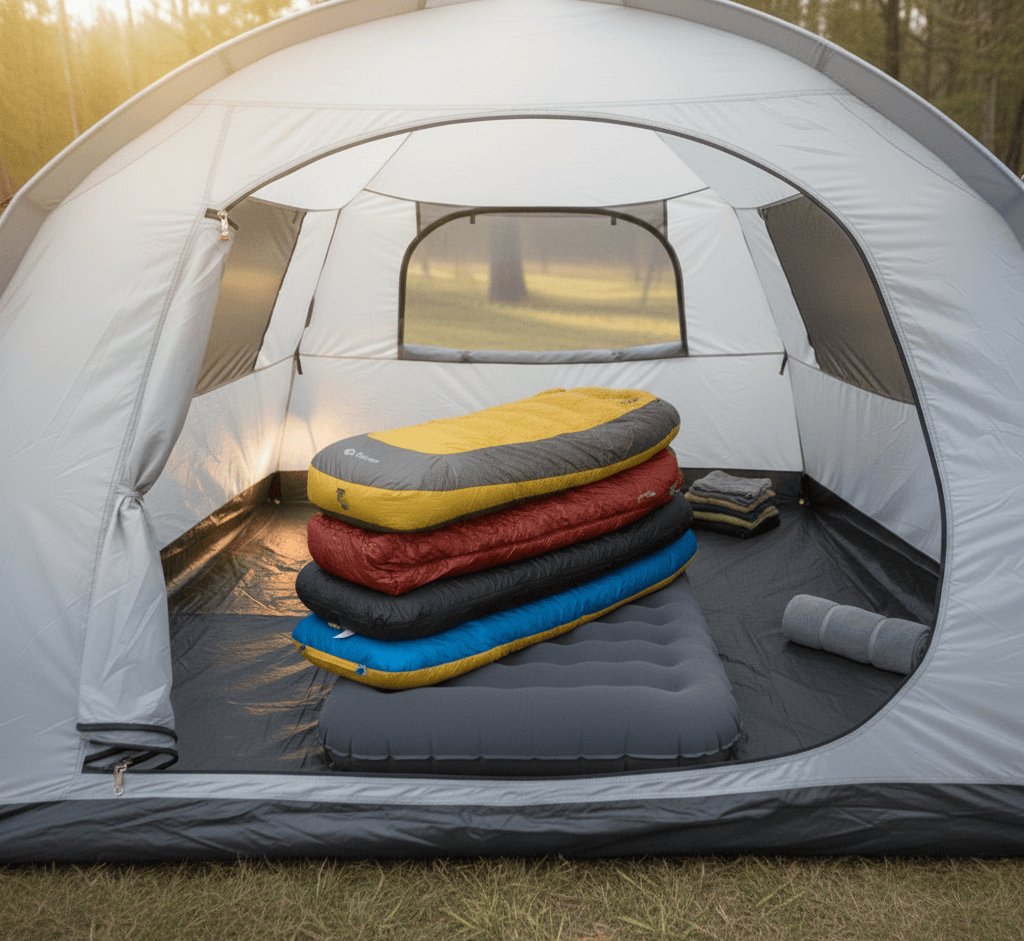 A down sleeping bag ready for a cold night.